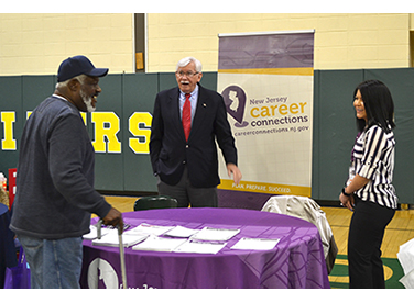 LWD Veterans Services Coordinator Wayne Smith and Perth Amboy One Stop Veterans Representative Ingrid Macias assist veterans during a Stand Down event in Piscataway, which provided information on jobs, health screenings, housing referrals and more to at-risk veterans. Our One Stop Career Center provides vital assistance to veterans seeking job opportunities and employment services.
